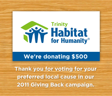 We're donating $500 to Habitat for Humanity